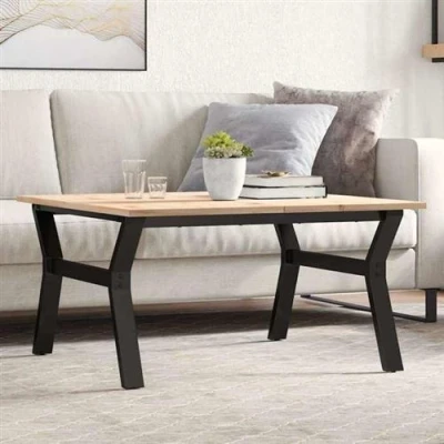 Image de vidaXL Table basse cadre en Y 80x80x45 cm bois de pin massif et acier3282707