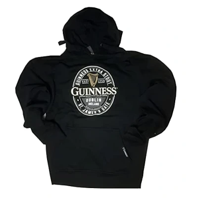 Afbeelding van Guinness Label St. James Gate lange mouwen voor heren, capuchontrui, zwart, zwart.
