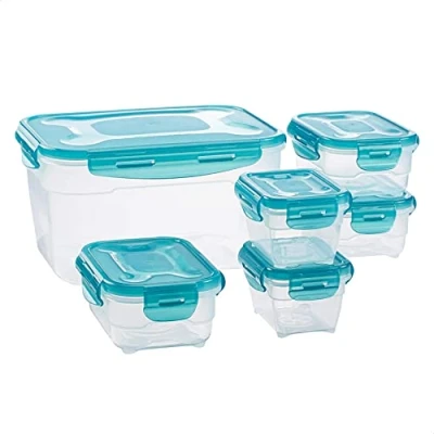Afbeelding van Amazon Basics Set van 6 luchtdichte bewaardozen voor levensmiddelen, transparant