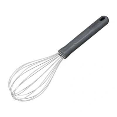 Afbeelding van Zyliss E980239 Middelgrote handgarde van duurzaam tarwestro/roestvrij staal, ballongarde met griplijnen voor een stevige grip, beluga grijs, 26 cm x 6 cm, vaatwasmachinebestendig