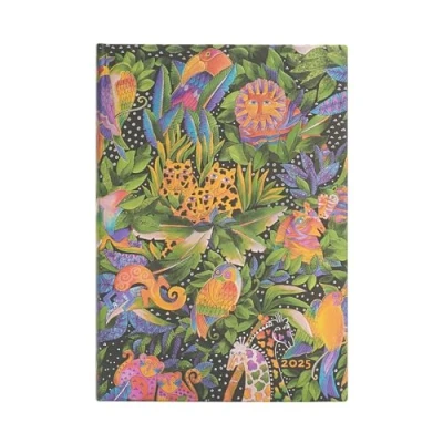 Afbeelding van Whimsical Creations Jungle Song (Whimsical Creations) Midi 12 month Vertical Hardback Dayplanner 2025 (Elastic Band Closure)
