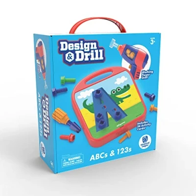 Afbeelding van Learning Ressources Alfabet en cijfers Design &amp; Drill, bouwspel voor fijne motoriek, uniseks kinderen, EI 4113, meerkleurig