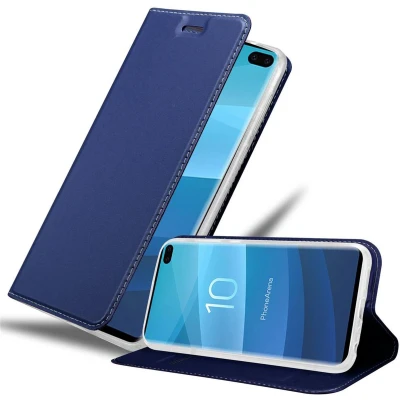 Afbeelding van Cadorabo Hoesje geschikt voor Samsung Galaxy S10 PLUS in CLASSY DONKER BLAUW Beschermhoes met magnetische sluiting, standfunctie en kaartvakje Book Case Cover Etui