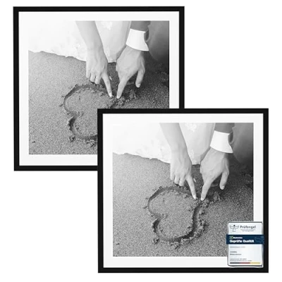 Afbeelding van CABBEL Set van 2 fotolijsten 60 x cm, zwart, lijst voor documenten, collage, posters, MDF houten en acrylglas, fotolijst, puzzel, foto&#039;s, om op te hangen