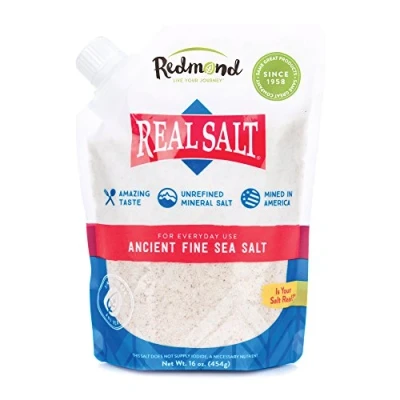 Afbeelding van Redmond Real Salt Fine Sale, 454 g navulzak zuiver en natuurlijk primair zeezout uit Utah, onbehandeld, middelgrote korrel, rijk aan mineralen