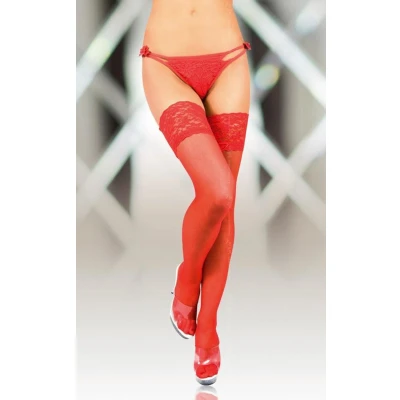 Afbeelding van Softline Collection Elegante hold up kousen met kanten rand rood XL