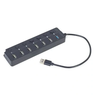 Afbeelding van 7 poorts USB hub (1 x 3.1 + 6 2.0), zwart