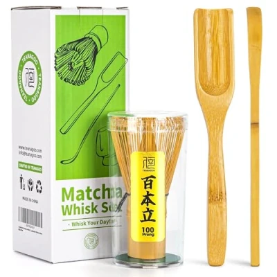 Afbeelding van TEANAGOO Japanse ceremonie accessoire voor matcha, matcha garde (chashaku), traditionele lepel theelepel, gardehouder, I5, de perfecte set het bereiden van een kopje