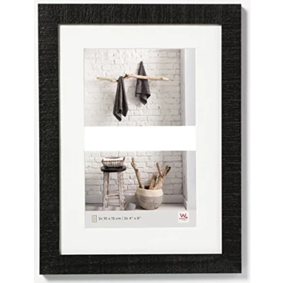Afbeelding van walther Design fotolijst zwart 2X 10x15 cm galerij met passe partout, Home houten lijst HO215B