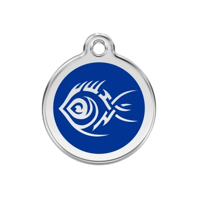 Afbeelding van Tribal Fish Navy roestvrijstalen hondenpenning medium/gemiddeld dia. 3 cm RedDingo