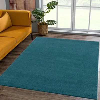 Image de SANAT Tapis de salon à poils courts Uni moderne Pour chambre coucher, bureau, couloir, d&#039;enfant et cuisine Bleu foncé, 60 x 110 cm