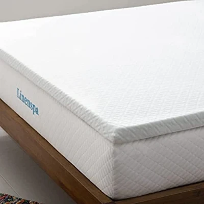 Image de Linenspa Surmatelas 120 x 190 cm Memoire de Forme 5cm Epaisseur Avec gel rafraîchissant et housse lavable à fermeture éclair Oeko Tex 1 personne, Blanc
