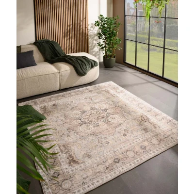Afbeelding van Buitenkleed Vierkant Vintage Valenca Fino Lichtgrijs/beige 160x160 Cm