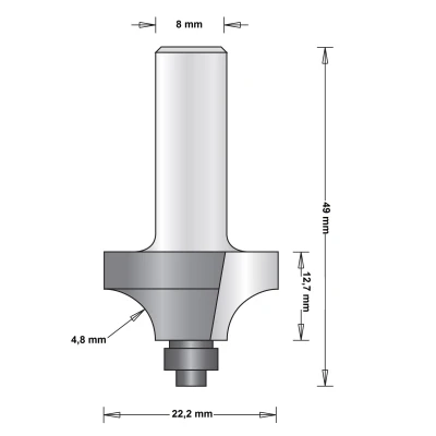 Afbeelding van Hitachi 8 mm afrondfrees duivejager met onderlager 22.2 x 49 4.8mm