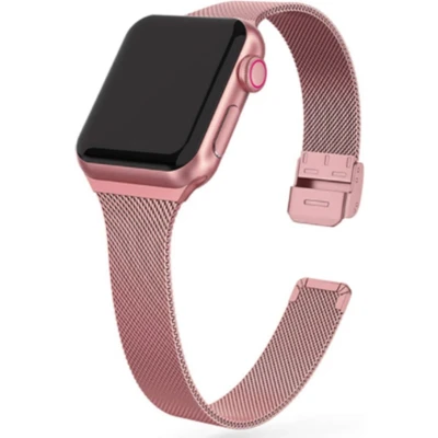 Afbeelding van Apple Watch Milanese slim fit bandje Rosé goud Geschikt voor 38mm / 40mm 41mm