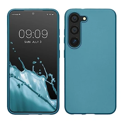Afbeelding van kwmobile telefoonhoesje geschikt voor Samsung Galaxy S23 Hoesje smartphone Back cover in Metallic carabisch blauw