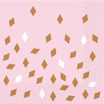 Afbeelding van Amscan Servetten 33 X Cm Roze/goud 16 Stuks