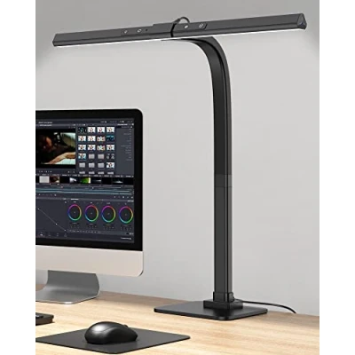 Afbeelding van KableRika Dimbare led bureaulamp, 12 W, oogbescherming, werklamp voor thuiskantoor, architectenlamp, monitorlamp met 6 kleurmodi,