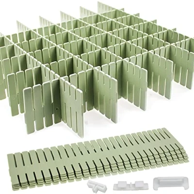 Afbeelding van ladeverdeler, 16 stuks, verstelbare opbergsysteem, groen, scheidingswanden, verstelbaar voor kast, ondergoed, sokken, doe het zelf bureau organizer