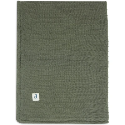 Afbeelding van Jollein Deken Ledikant Velvet Pure Knit Leaf Green GOTS