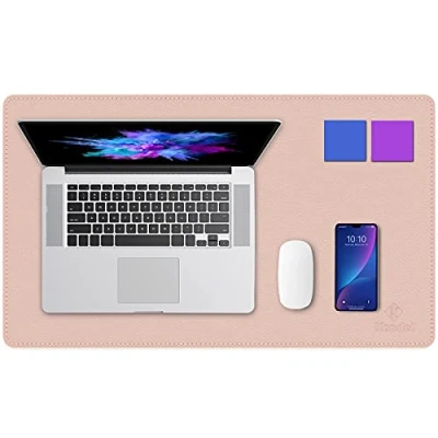 Afbeelding van Knodel Bureaumat, bureau onderlegger, beschermer, laptop mat, onderhands, tweezijdig (35 cm x 60 cm, roze)