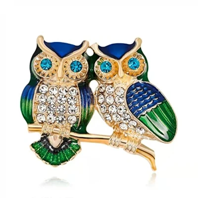 Afbeelding van Broche, uil broche dierenvorm kristal broches mode strass legering vintage elegante voor vrouwen meisjes verjaardagscadeau bruiloft feestbenodigdheden, Stof Emaille Metaal