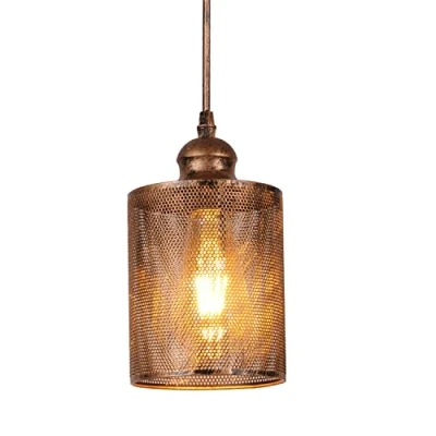 Afbeelding van AIRTWESD Retro hanglamp van metaal, kooi, E27, industriële hanglamp, led kroonluchter, woonkamer, creatief, antiek, (zonder lamp)