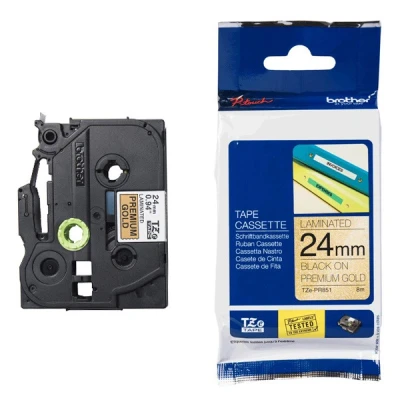Image de Ruban TZEPR851 24mm Noir sur fond Or Premium Qt 1 BROTHER
