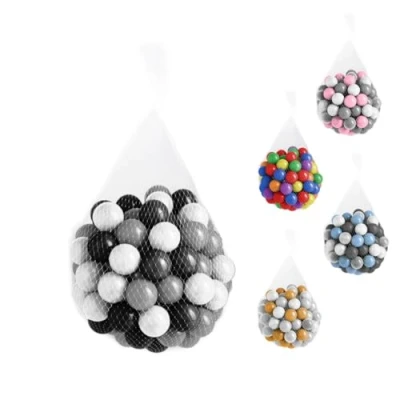 Afbeelding van Monsieur Bébé Tas met 100 speelballen of zwembadballen van 5,5 cm verschillende modellen