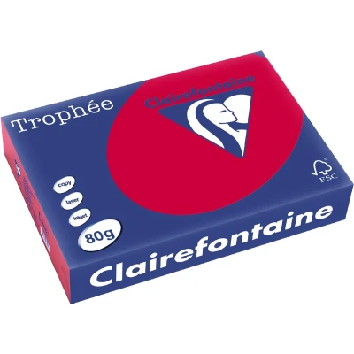 Afbeelding van Clairefontaine Trophée Intens, gekleurd papier, A4, 80 g, 500 vel, kersenrood papier