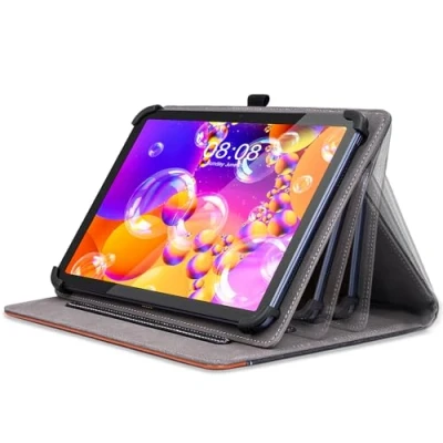 Afbeelding van DLveer Universele hoes voor tablet 10 11 inch, beschermhoes Wqplo inch/hotlight tablet/briljant tablet/Yestel van PU leer met meerdere kijkhoeken, zwart