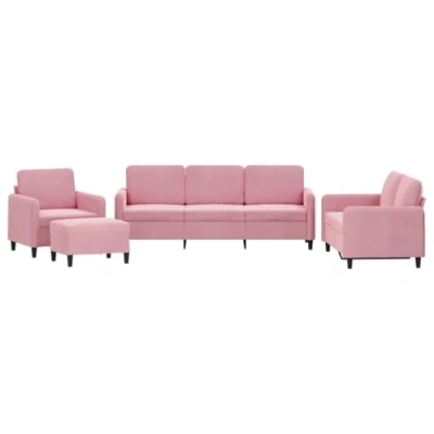 Afbeelding van vidaXL 4 delige Loungeset fluweel roze