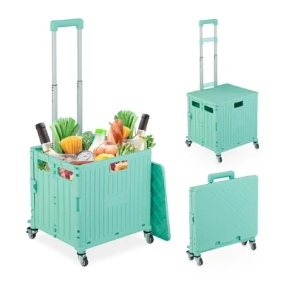 Afbeelding van Relaxdays boodschappentrolley met wielen en remmen tot 35 kg telescopische handgreep turquoise