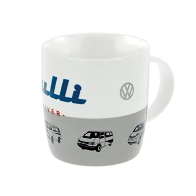Afbeelding van Volkswagen Bus Bulli Driver Emaille Mok Wit/Grijs