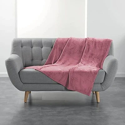 Afbeelding van Douceur d&#039;Intérieur Flanou deken, roze, 125 x 150 cm