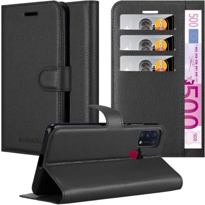 Afbeelding van Cadorabo Hoesje geschikt voor Samsung Galaxy M31 in PHANTOM ZWART Beschermhoes met magnetische sluiting, standfunctie en kaartvakje Book Case Cover Etui