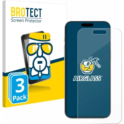 Afbeelding van BROTECT Screenprotector voor Apple iPhone 16 Folie Beschermfolie Beschermglas transparant (3 Stuks)