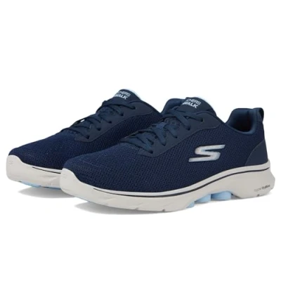 Afbeelding van Skechers Go Walk 7 Clear Path transparante weg dames, Navy Textiel Light Blue Trim