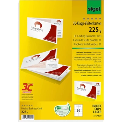 Afbeelding van Sigel visitekaartjes wit 180x55mm 225 gram 50 stuks SI LP838