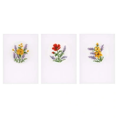 Afbeelding van Wenskaart kit Bloemen en lavendel set van 3 Vervaco PN 0169664