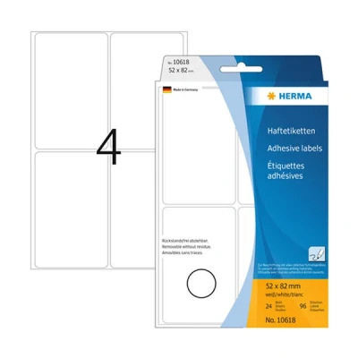 Image de Herma 10618 étiquettes amovibles multifonction 52 x 82 mm (96 étiquettes) blanc