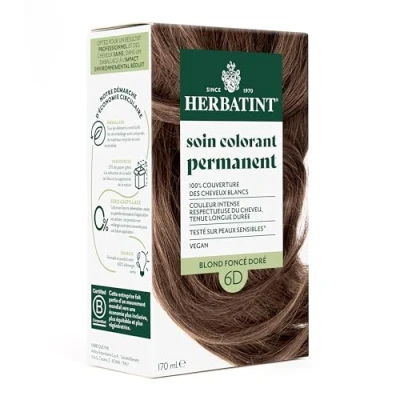 Image de Herbatint Soin Colorant Permanent Cheveux 6D Blond Foncé Doré 170 ml Sans Ammoniaque, 100% de Couverture des Blancs Testé Dermatologiquement pour Peaux Sensibles, 8 Extraits Végétaux Bio