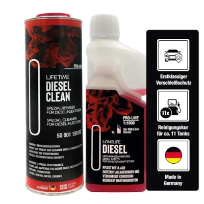 Afbeelding van LIFETIME Pro Line Dieseladditief reinigingskuur voor injectoren en dieselsystemen spuitmondreiniger volledige reiniging onderhoud alle dieselmotoren 10.000
