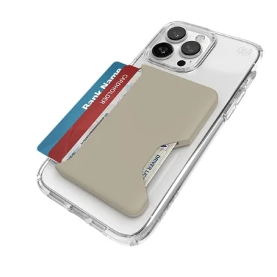 Image de Speck Porte cartes de visite pour 3 crédit avec clic verrou compatibilité MagSafe chêne pâle, terre d&#039;ombre foncée