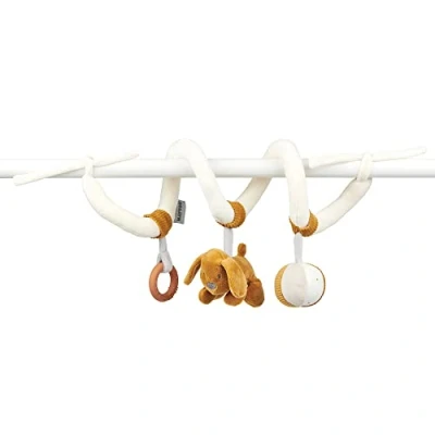 Afbeelding van Nattou Activiteitenspiraal, Charlie hond, met rammelaar en siliconen ring, 32 x 25 cm, veganistisch, 100% polyester, katoen/polyester, wit bruin