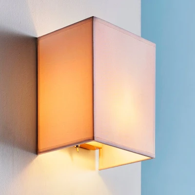 Afbeelding van Lindby Wandlamp 1licht stof, metaal H: 20 cm E27 wit, mat nikkel