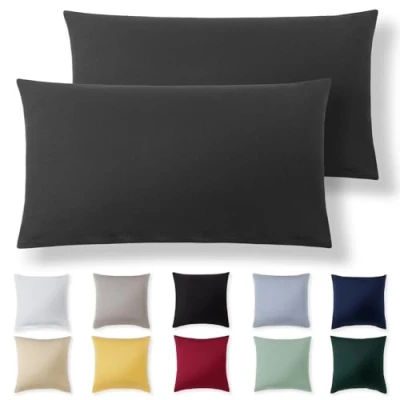 Afbeelding van Alreya Set van 2 kussenslopen 40 x 80 cm, antraciet, 100% jersey katoen, superzachte kussenslopen, met ritssluiting