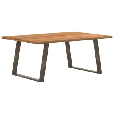 Image de vidaXL Table à manger marron clair bois de chêne massif rectangulaire3304920