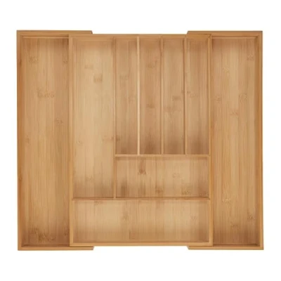 Afbeelding van bestekbak uitschuifbaar 7 9 vakken 6 x 34 56 50 cm bamboe