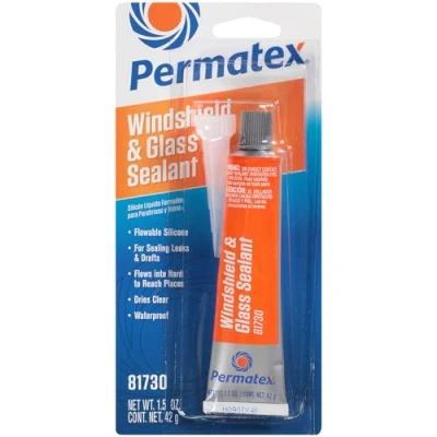 Afbeelding van Permatex 81730 Vloeibare siliconen afdichting voor voorruit en glas, helpt lekken in verborgen moeilijk bereikbare plaatsen af te dichten, vormt een duurzame transparante